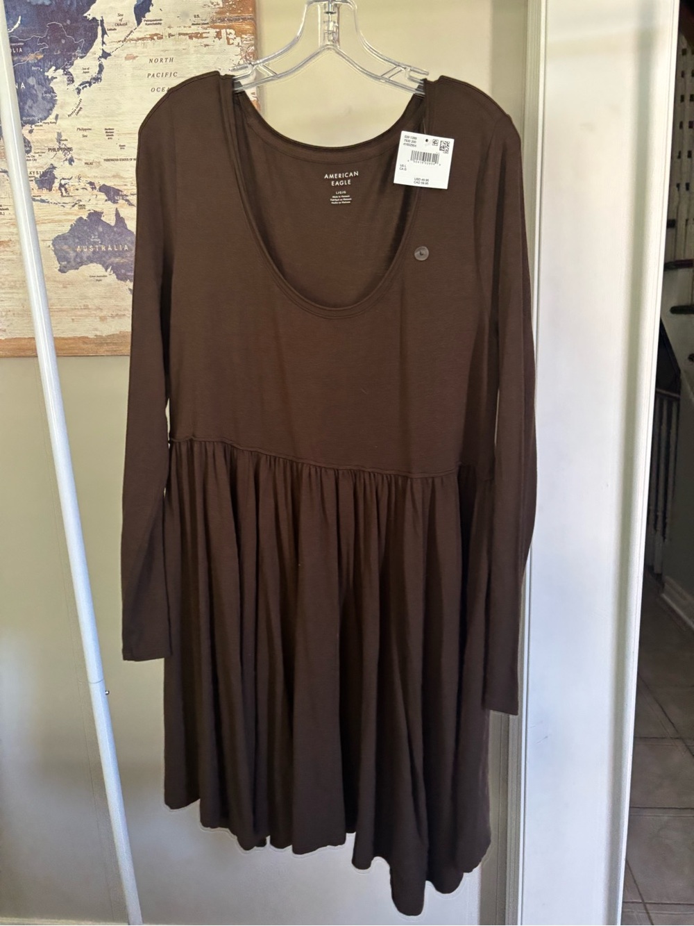 American Eagle Chocolate Brown Scoop Neck Dress